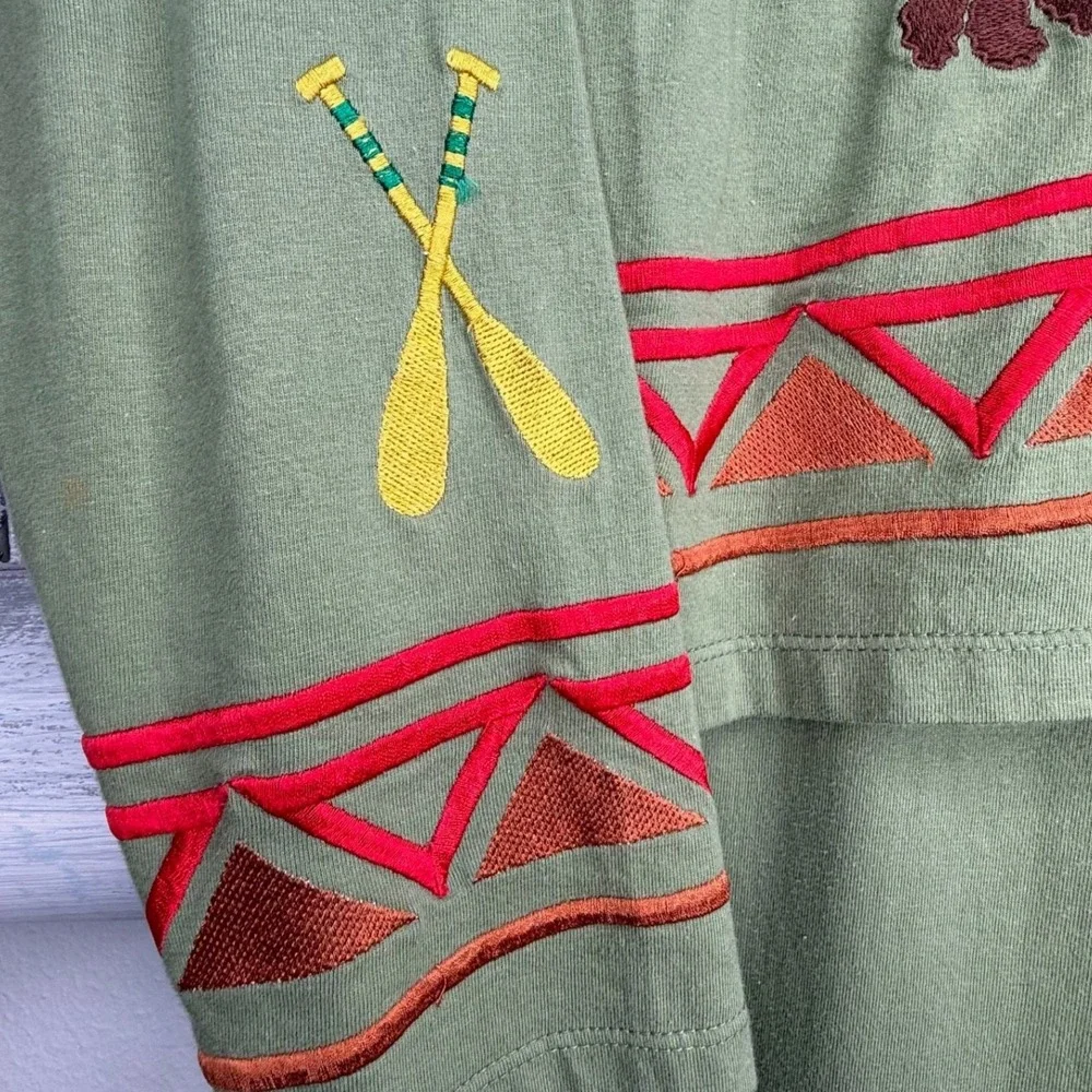 Michael Simon Lite Womens Green Embroidered Camp Cabin Maxi Dress Cardigan Set L